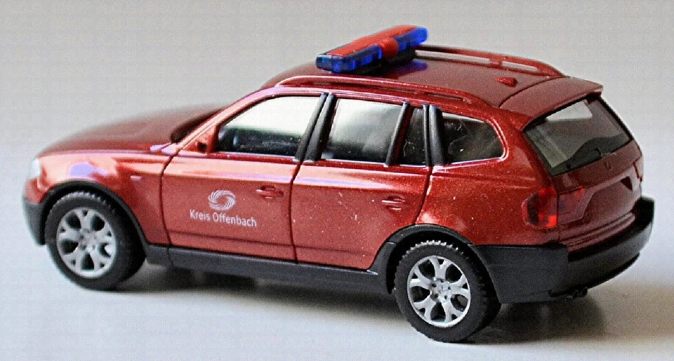 BMW X3 E83 Pompieri Cerchio Offenbach Flamenco Rosso Metallico 1:87 Herpa - Immagine 4 di 4
