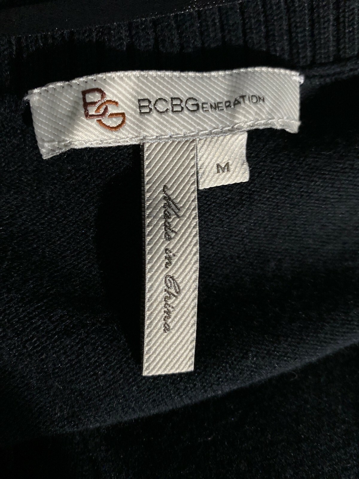 BCBGengeration Sweater MED Solid Black Fringe Det… - image 5