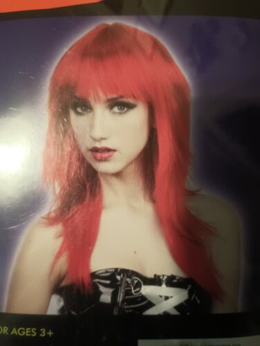 Playful Girl Red Wig 80s 90s Rocker Punk Totally Ghoul Kmart Fifth Element  - Picture 1 of 3