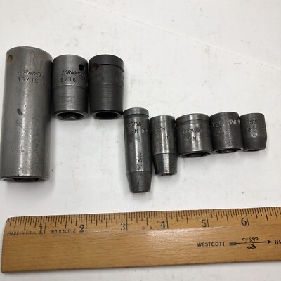 Lot of Mis Mix (8) Cornwell Tools 3/8 1/2 Dr Impact Socket Wrench SAE/Metric USA