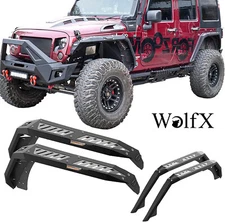 4PCS Front & Rear Fender Flares w/LED Lights For 2007-2018 Jeep Wrangler JK JKU