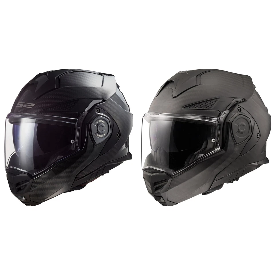 LS2 Advant X Carbon Solid FF901 Casque Moto Jet Plieur Avec Visière Solaire - Photo 1/1