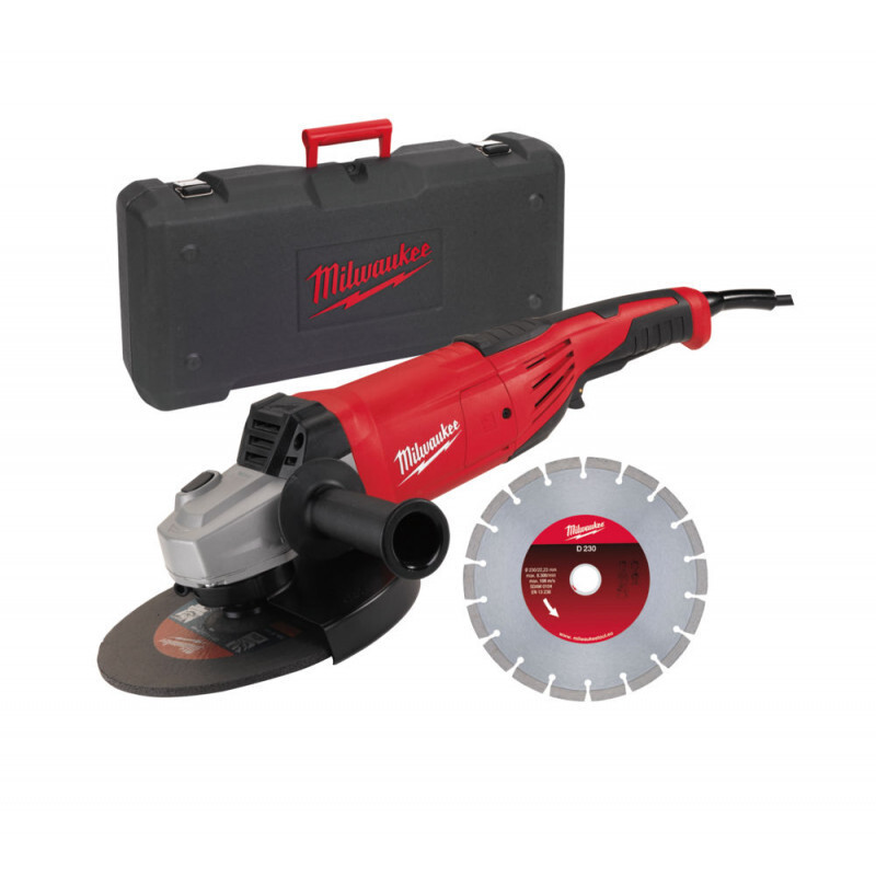 AG22-230 MILWAUKEE-SMERIGLIATRICE ANGOLARE 2200W CON VALIGETTA-DISCO DIAMANTATO