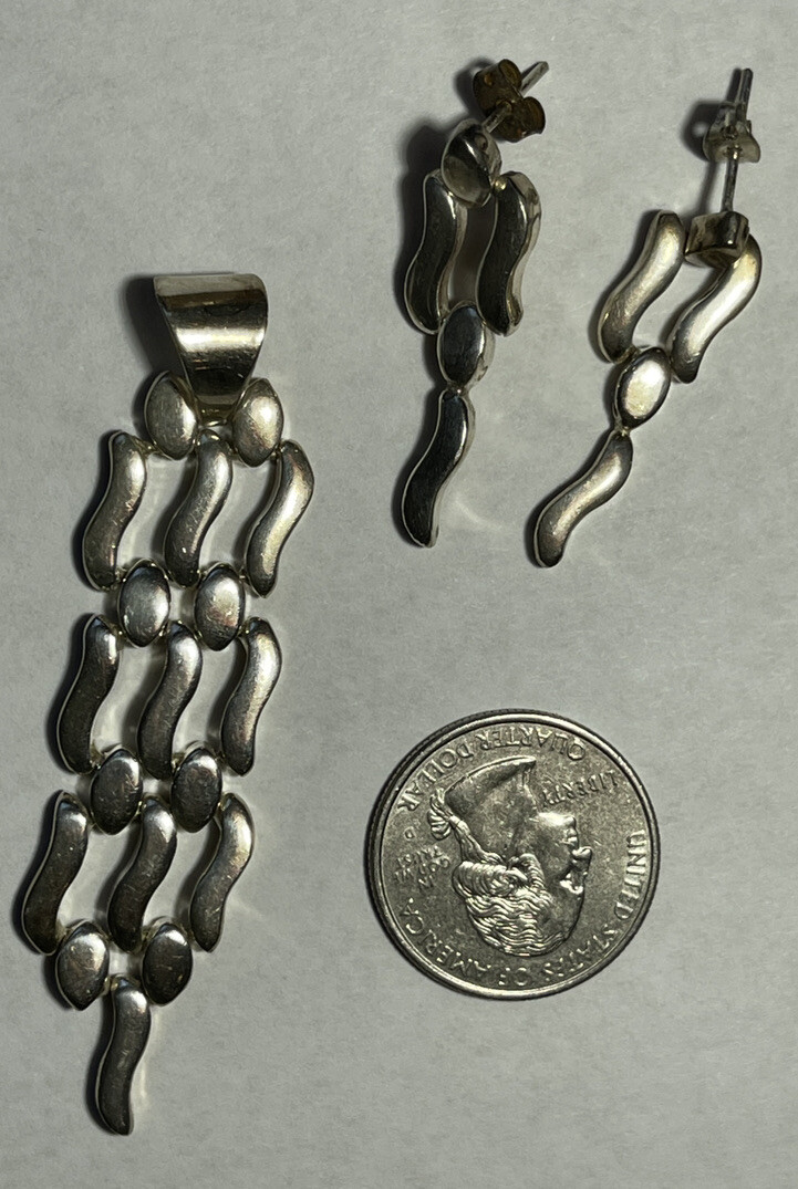 Sterling Silver 925 Dangle Wave Set - image 3