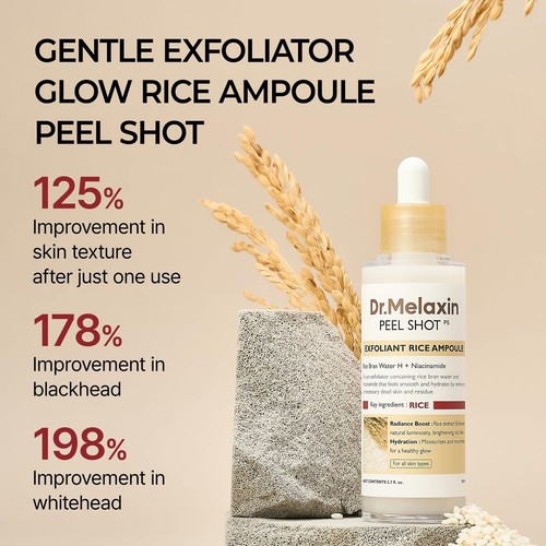 Dr.Melaxin PEEL SHOT GLOW EXFOLIANT RICE AMPOULE (WHITE RICE/BLACK RICE) - Picture 10 of 13