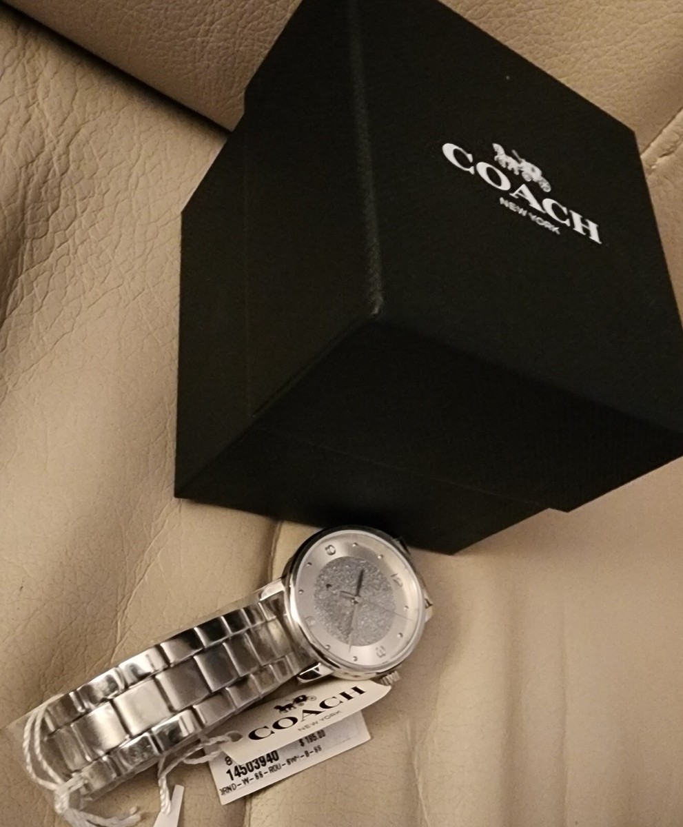 COACH Grand Quartz 36MM Women's Silver-Tone Watch 14503940 COACH Grand Quartz 36MM Women's Silver-Tone Watch 14503940