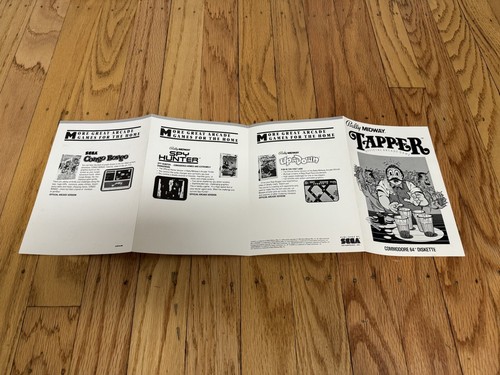 VTG Sega Bally Midway 1984 TAPPER Commodore 64 Floppy Disk Manual & Instructions - Picture 9 of 9