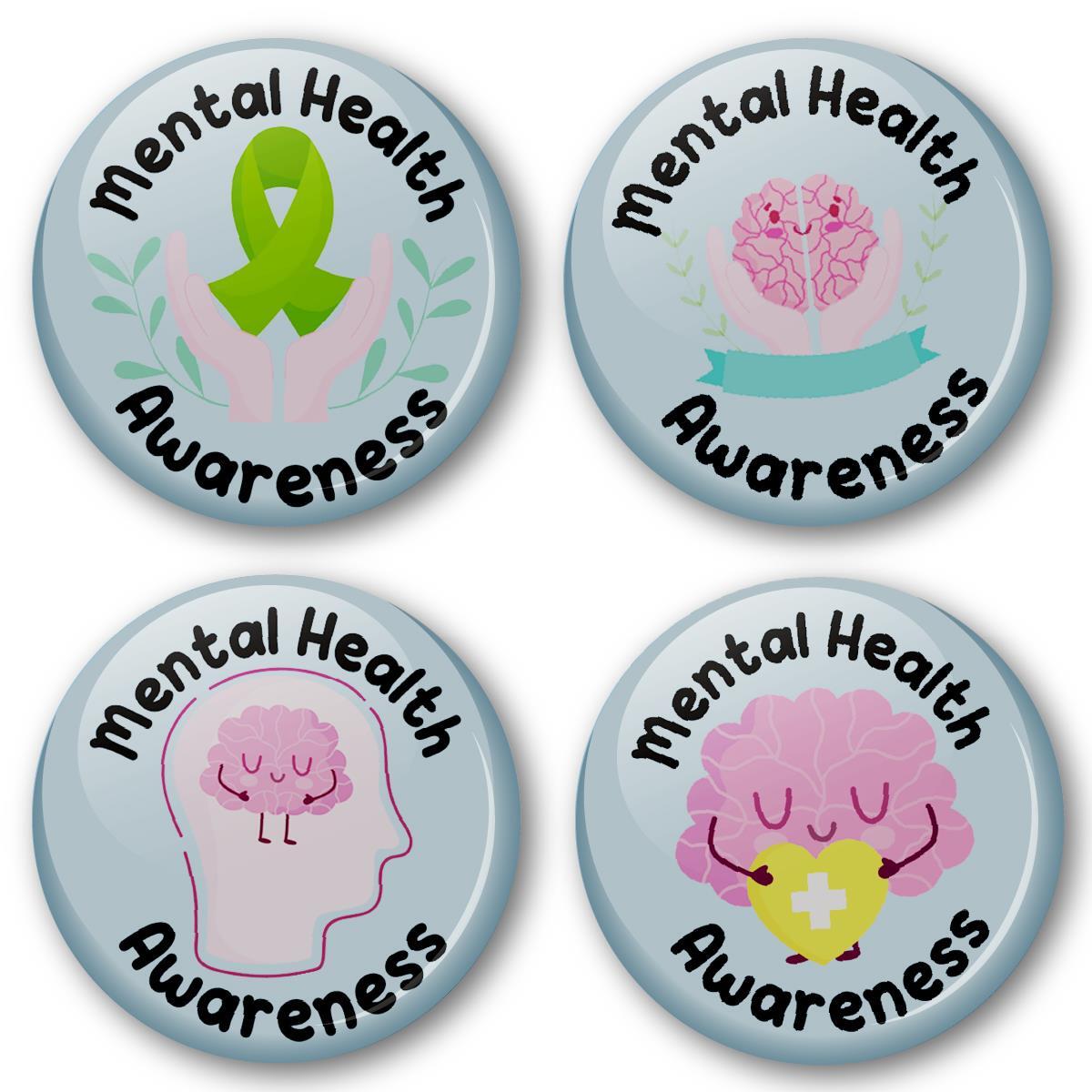 Mental Health Awareness Badge 38mm (Pack of 20 Pin Badges - 38mm)