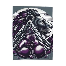 Velveteen Plush Blanket Lion Mountain Resilience Boxing Gloves Motivation Boxer