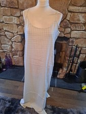 Checked Side Split Maxi Dress Pale Mint Off White Size 10-12  Loose Fit BNWT
