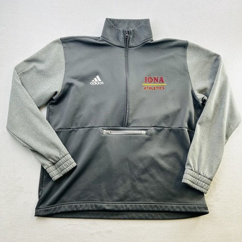 Iona Gaels Sweater Adult Extra Large Gray Basketball Sweatshirt Zip Adidas Mens