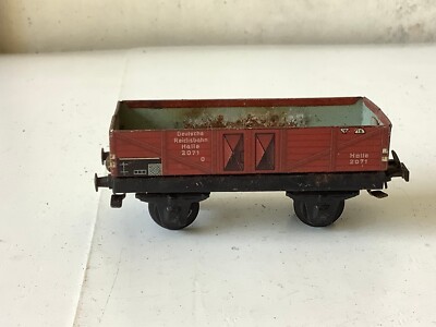  Vintage Trix Express HO/DC Niederbordwagen 2071 Halle ''Blech''  (DH15-2R1/6/5)-2