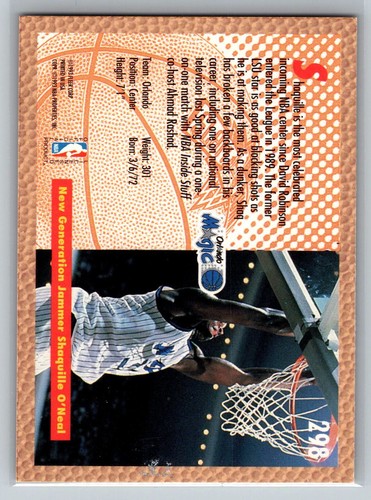 1992Fleer#298Shaquille O'NealOrlando Magic FREE SHIP - Picture 2 of 2