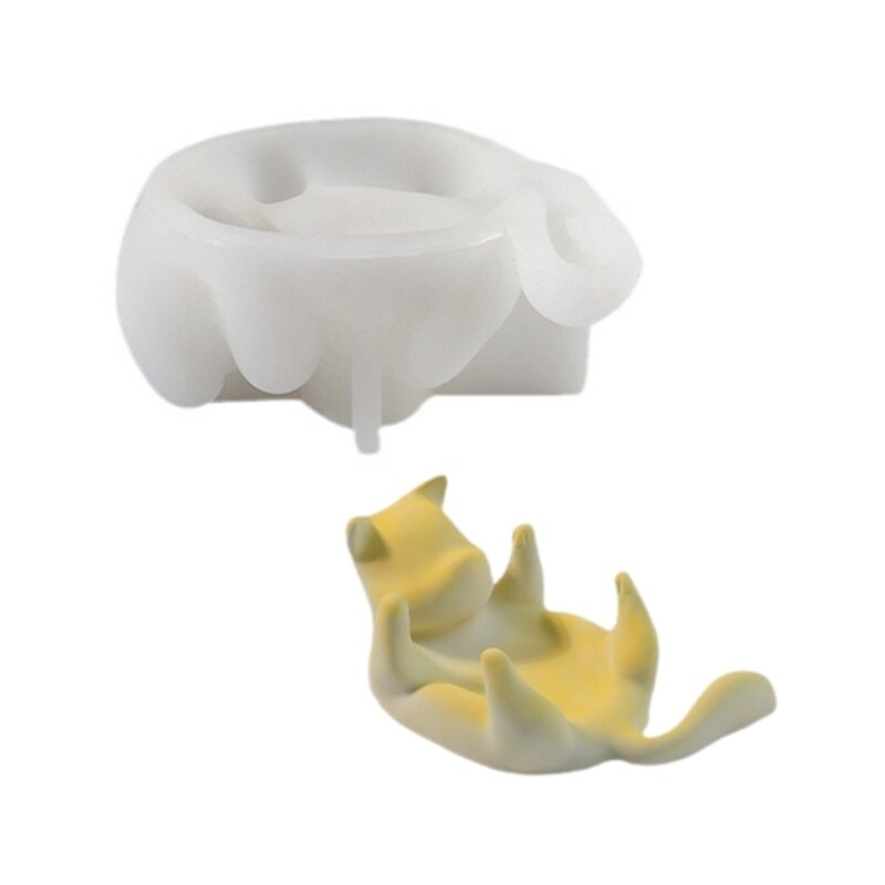 Silicone Cat Shape Jewelry Holder Crafting Molds with Textured Design