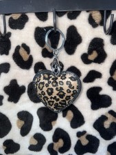 Leopard Print Key Chain Brown Black Beige for Women