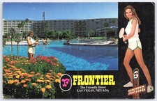 Vintage Frontier Hotel Las Vegas Pool Scene Postcard Nevada