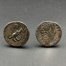 Vintage Roman Coin Style Cufflinks Silver Tone Ancient Emperor 1027
