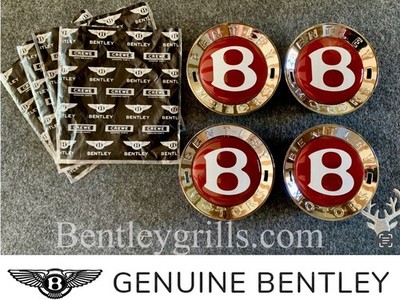 Jeu De 4 Emblèmes Centraux Chrome Pour Jantes Bentley Continental GT / Flying Spur - Neuf Sous Garantie