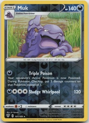Muk Rare Darkness SWSH03: Darkness Ablaze 101/189 NM 2020 Eri Yamaki Reverse Hol