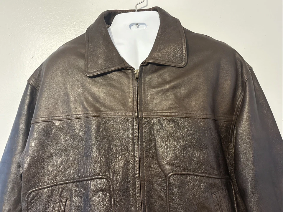 Chaqueta Bomber Spiegel Cuero Vintage Hombre Marrón Talla XL Foto 3 de 4