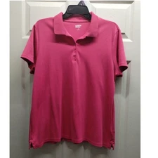 Lands' End Women's Size XL (18) Hot Pink Short Sleeve Cotton Polo Shirt