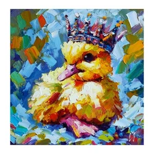 original oil painting Duckling bird colorful artwork Farm Animals wall art 8*8in