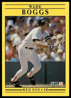 1991 Fleer #86 Wade Boggs : Wax/Cello Pack version: Right foot above border