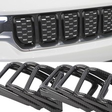 7pcs Gloss Black Front Grille Trim Ring Insert For Jeep Grand Cherokee 2021-2024
