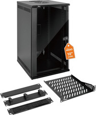 10" Wall Mount Network Cabinet - 12U Rack, 110Lbs Capacity, Black