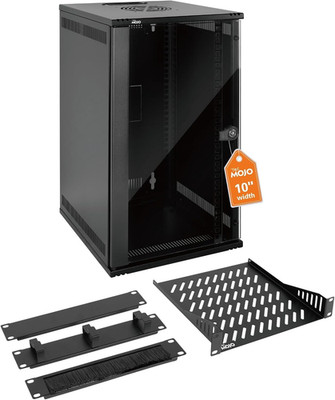 10'' Wall Mount Network Cabinet - 12U Rack, 110Lbs Capacity, Black