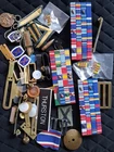 Vintage U.S. Military Service Ribbons Medal Bar Pins and Buttons WWII Lot As Is