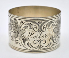 Antique WATROUS Sterling Silver Bright Cut Engraved Napkin Ring