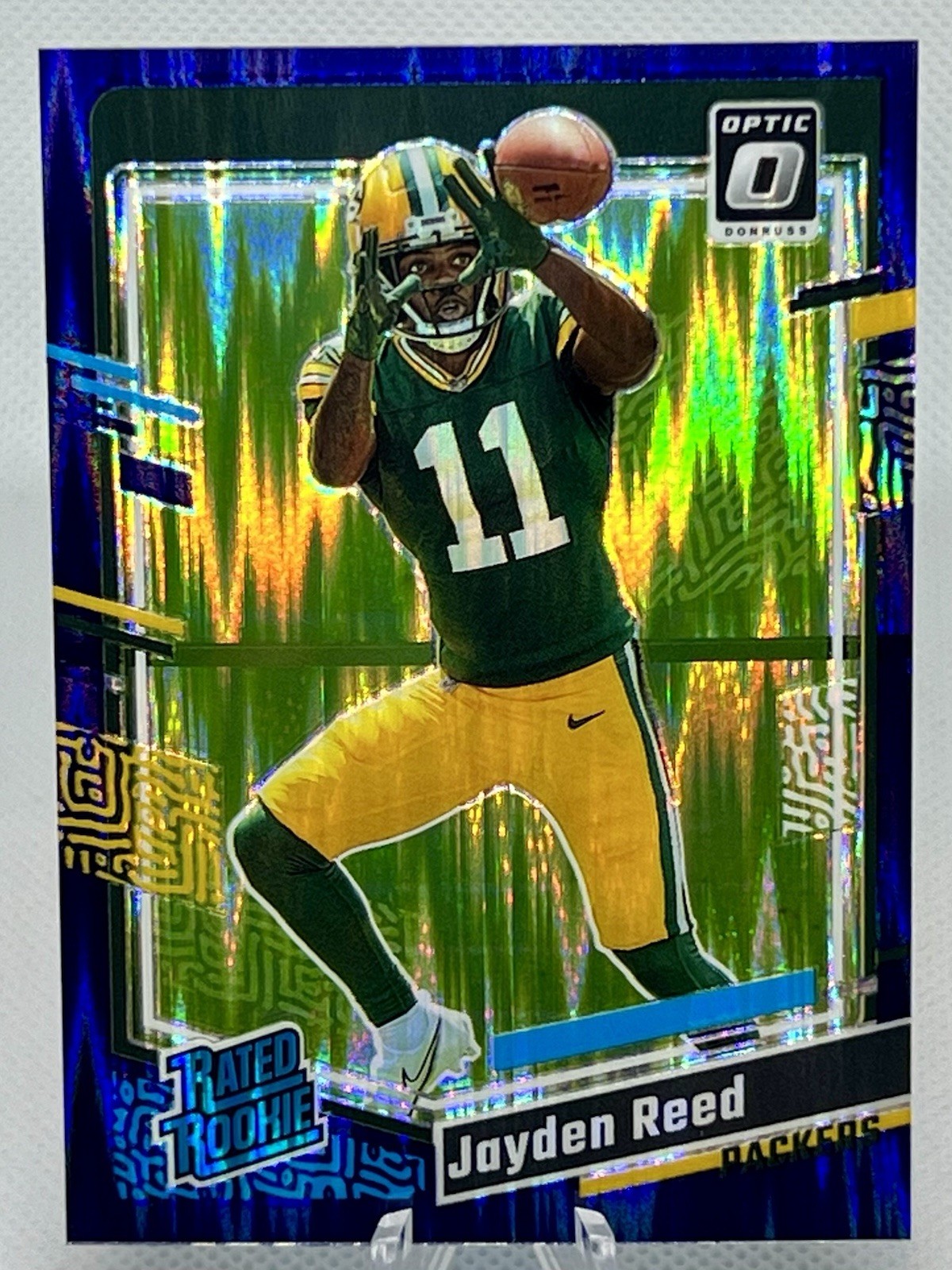 JAYDEN REED RC 2023 Donruss Optic Purple Shock #239 Rated Rookie Packers