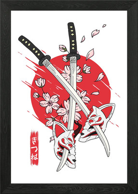 Kitsune Mask Framed Wall Art Poster Canvas Print Picture