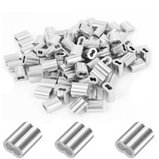 200 piezas funda de bucle de prensado de aluminio 1/16", férulas de prensado de cable para cable a