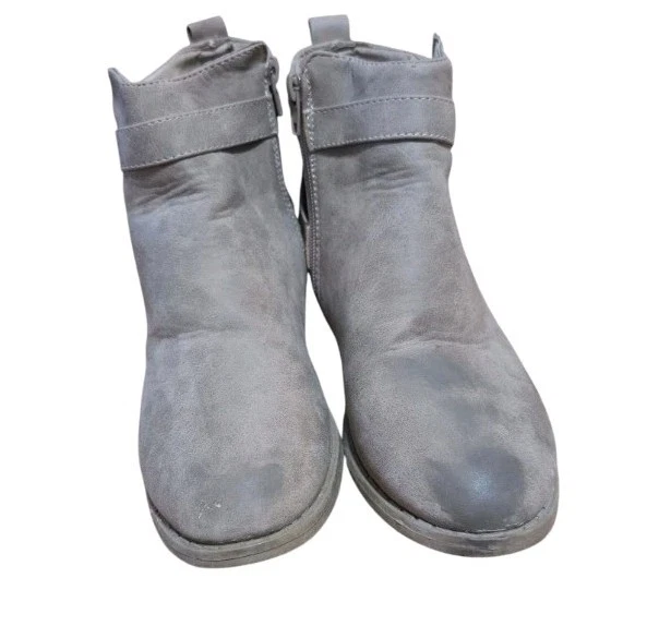 BOTAS/BOTINES TOBILLEROS PARA MUJER (Talla 7) Marrón Gamuza vegana Talla Cremallera TACÓN BAJO Gina Grp Foto 3 de 4