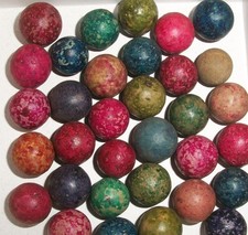 Civil War era colored clay marbles in home made gift box