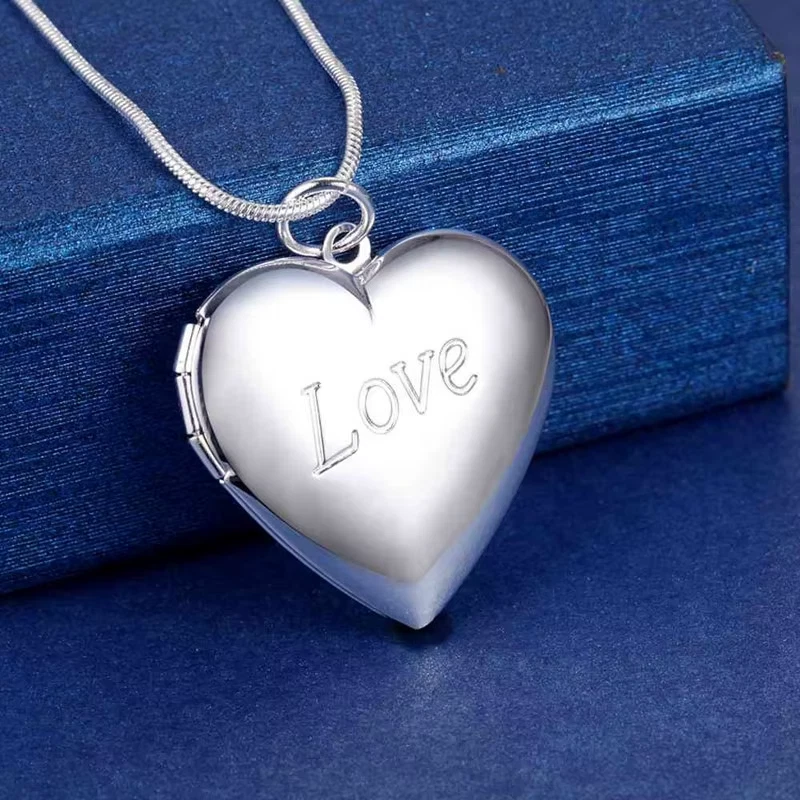 Collana Con Ciondolo Con Cornice per Foto a Forma Di Cuore in Argento Sterling 9 - Immagine 4 di 4