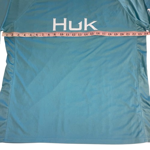 Men’s XL HUK Performance Fishing Gear Teal Long Sleeve Shirt - Picture 3 of 9