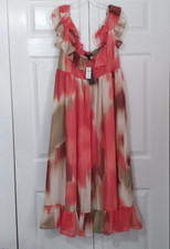 Banana Republic Ruffle Empire Waist Maxi Dress Women's LARGE Tie Dye $119 ~ NWT