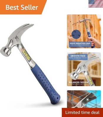 Hammer - 16 oz  Made Straight Rip Claw Hammer with Smooth Face & Shock Reduct...