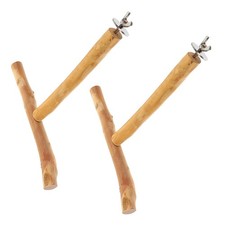 2 Pcs Bird Cage Accessories Parrot Play Stand Natural Wood Perch Platform