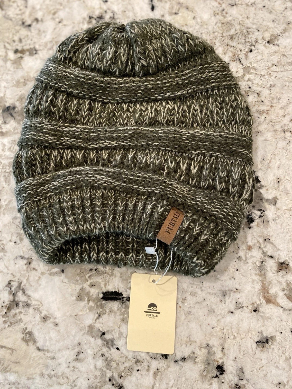 FURTALK Women's Winter Hat Fleece Lined Beanie Chunky Cable Knit Green OS