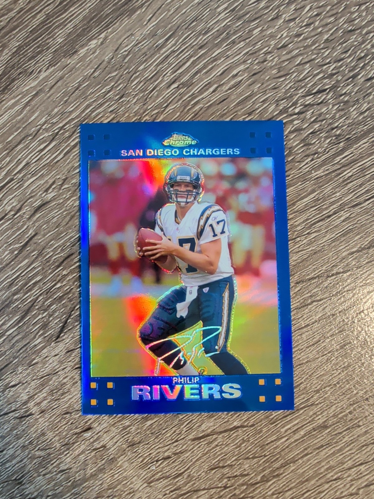 2007 Topps Chrome Football Philip Rivers #TC8 Blue Refractor Chargers