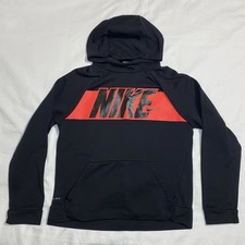 Nike Dri Fit Hoodie Pullover Youth Size XL - Black with Red Logo Colorblock