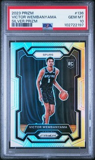 2023 PANINI PRIZM SILVER PRIZM #136 VICTOR WEMBANYAMA ROOKIE RC PSA 10