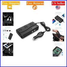 200W DC 12V to 110V AC Car Power Inverter with 4 USB Ports, Black