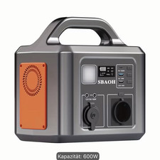 SBAOH Powerstation Stromerzeuger 600W Li-Ion, LCD+LED, AC/DC/USB-C/Auto