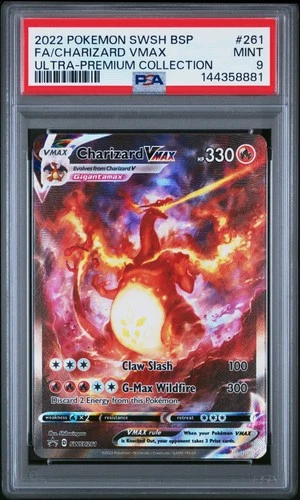 2022 POKEMON SWSH BLACK STAR PROMO #261 FULL ART/CHARIZARD VMAX PSA 9