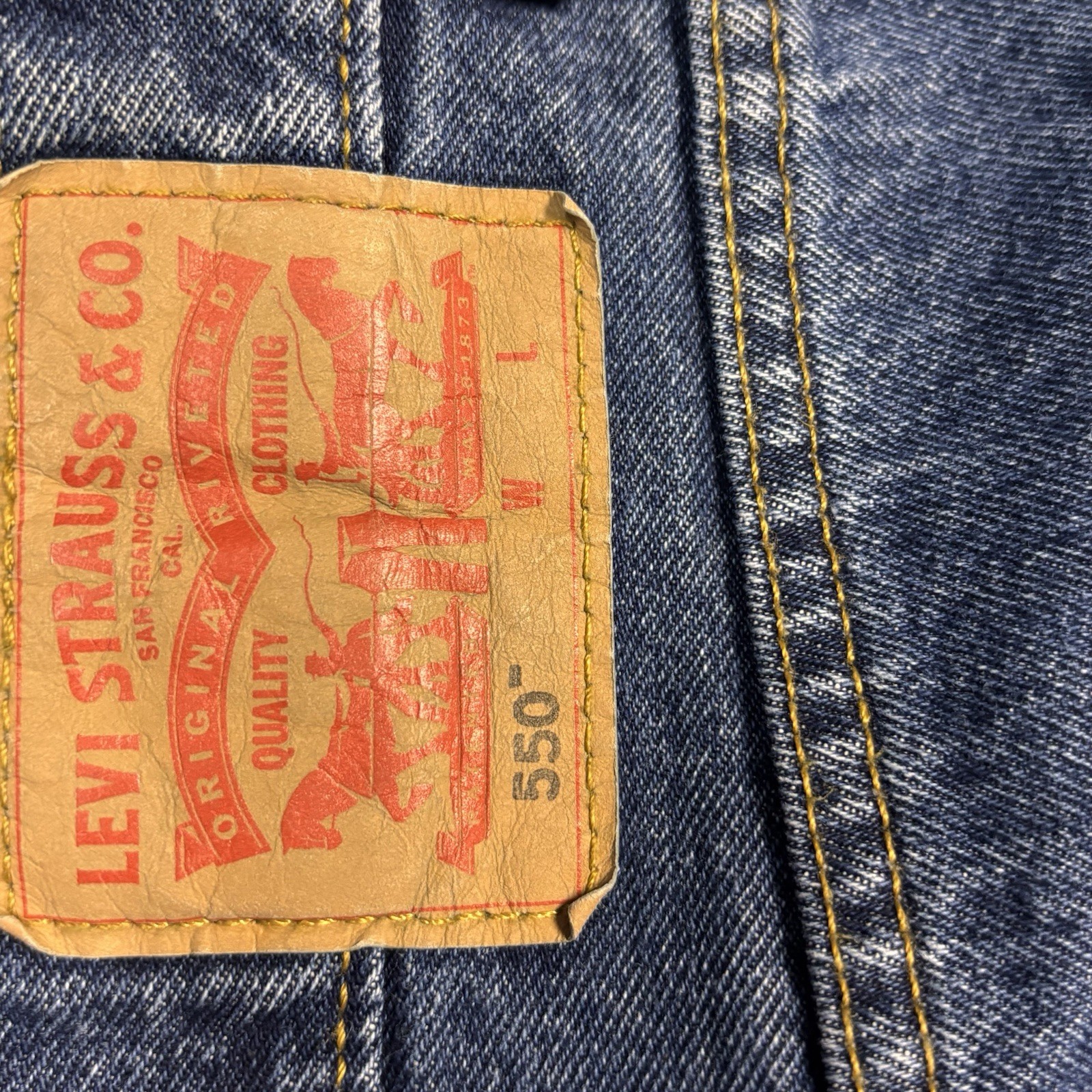 Levis 550 Modified Inseam Denim Jeans Men 52/26 Dark Wash Blue Stretch MODIFIED thumbnail 10